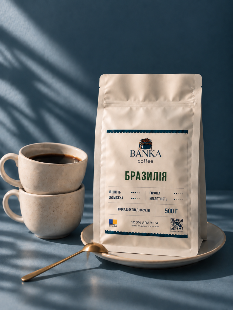 Кава BANKA coffee Бразилія в пакуванні з чашками